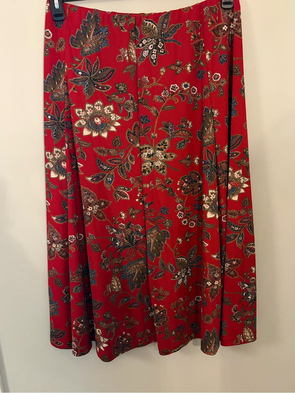 Alfred Dunner Red Floral A-Line Midi Skirt